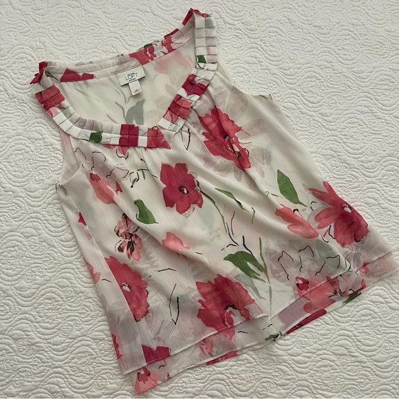 Ann Taylor LOFT Floral Sleeveless Top Size Petite M - Picture 8 of 13